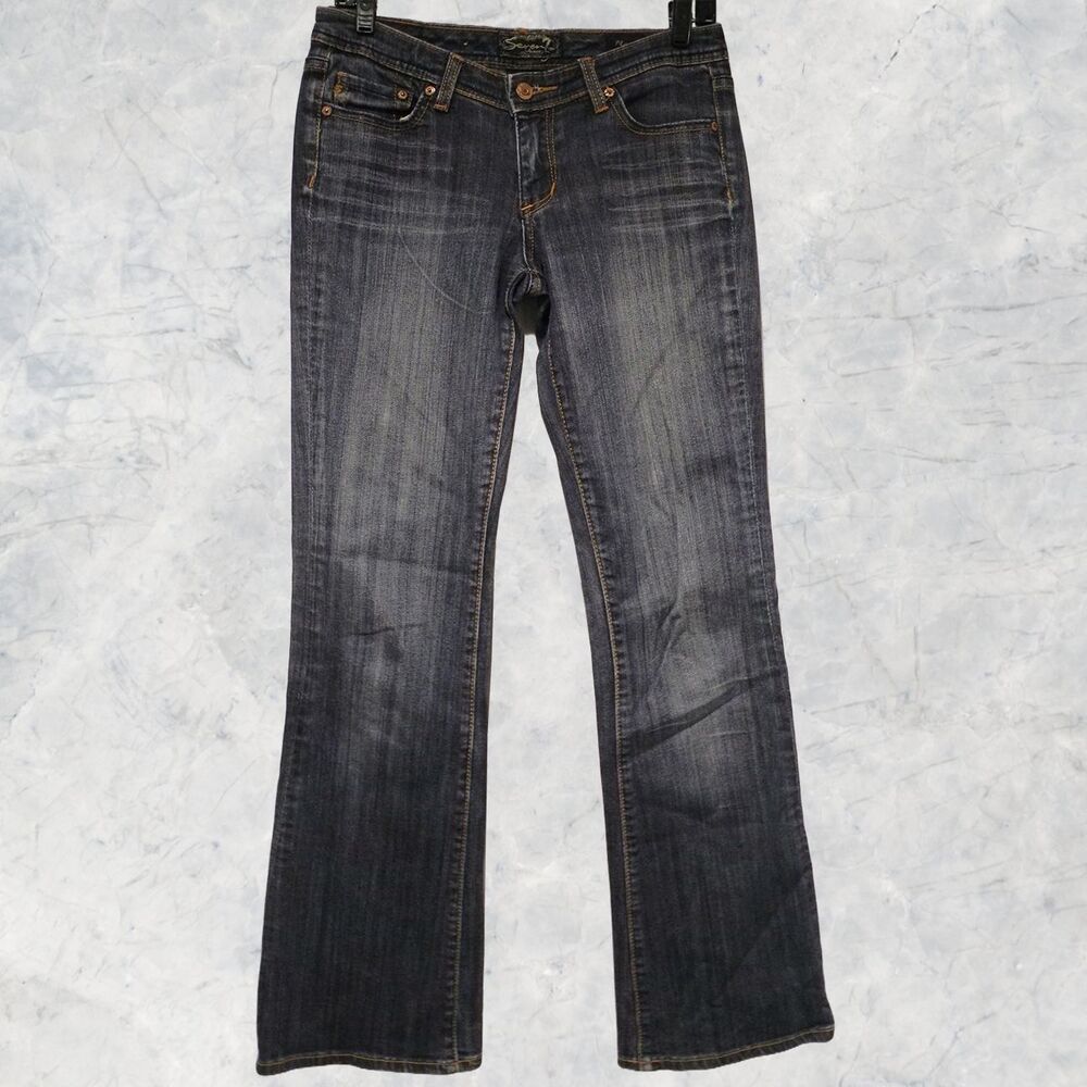 Seven7 Blue Denim Jeans Women's Size 27 Dark Wash Cotton/Spandex Flare Leg